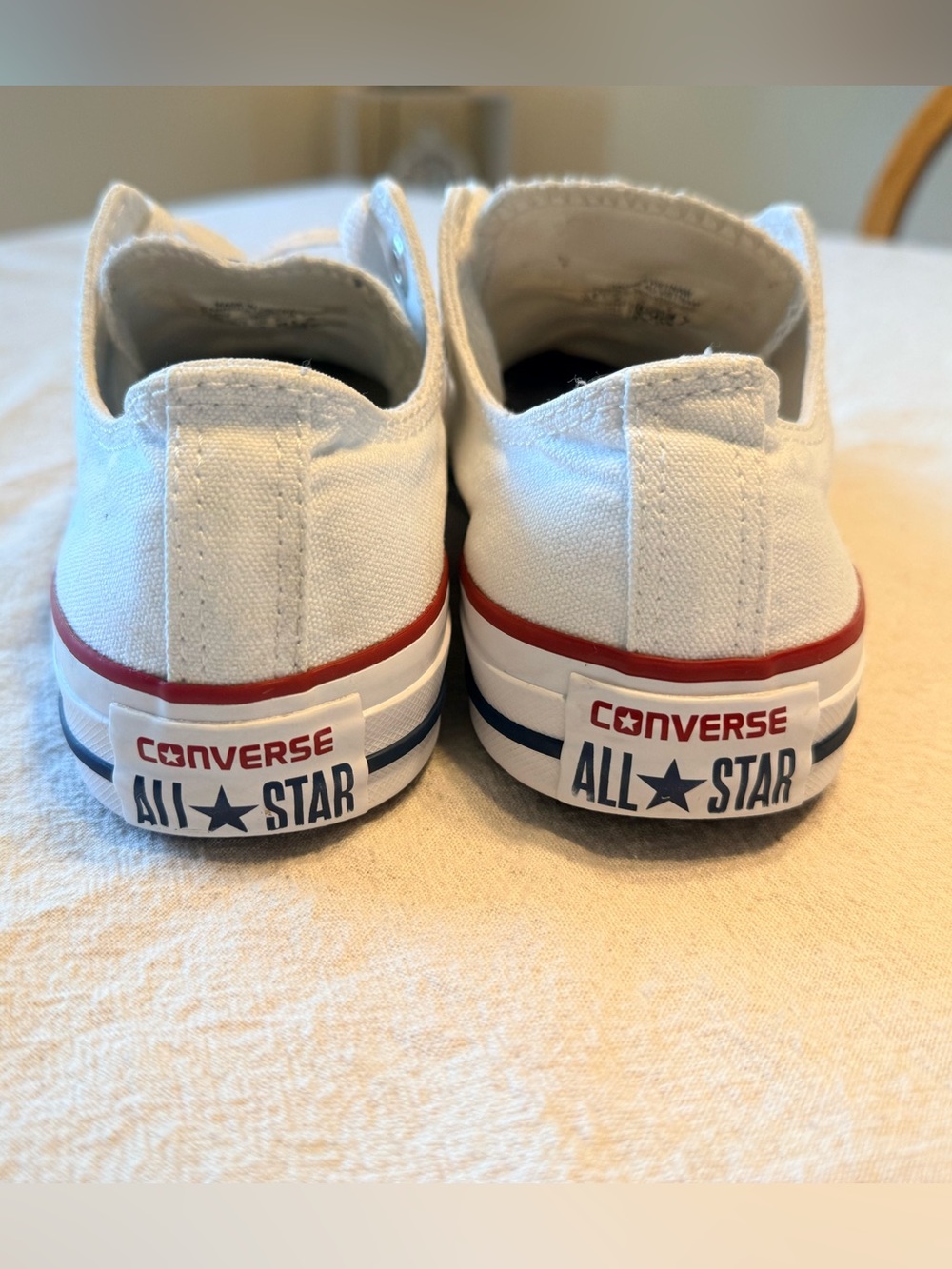 Converse White Low Top Sneakers with Red & Navy Trim - Picture 4 of 8